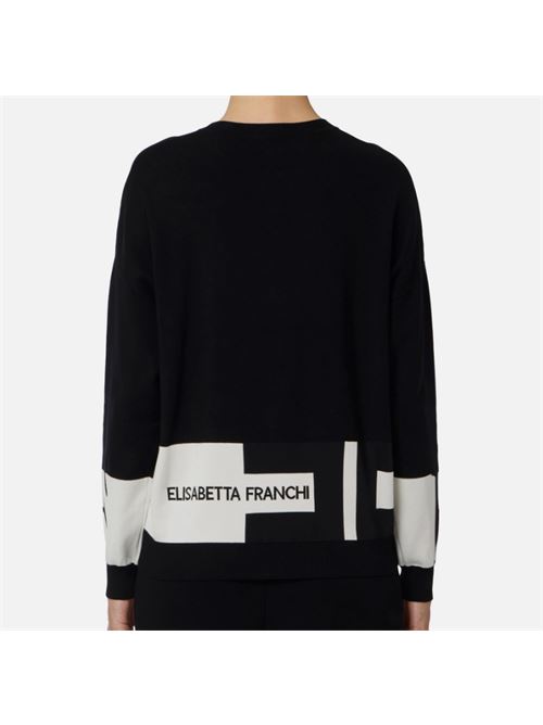 MAGLIA CON LOGO ELISABETTA FRANCHI | MK01S56E2EF3 Nero/Milk